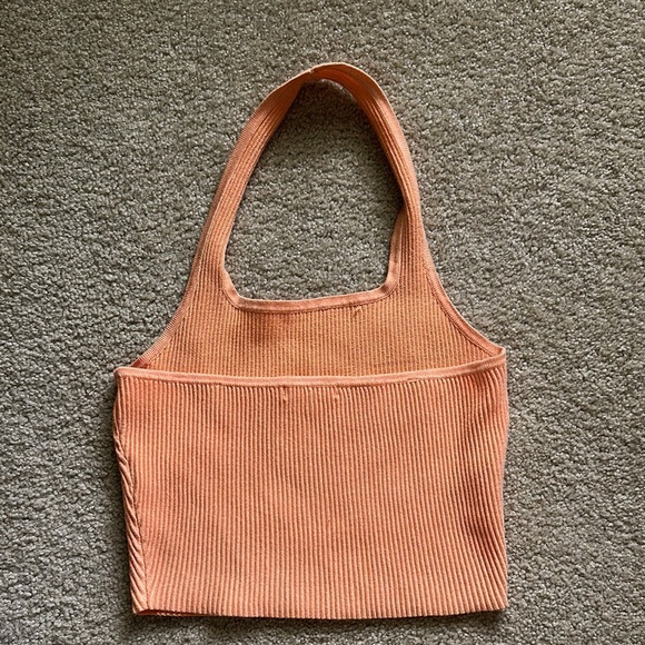 Gianni Bini Peach Ribbed Halter Top Cropped Women’s Medium - Picture 5 of 7